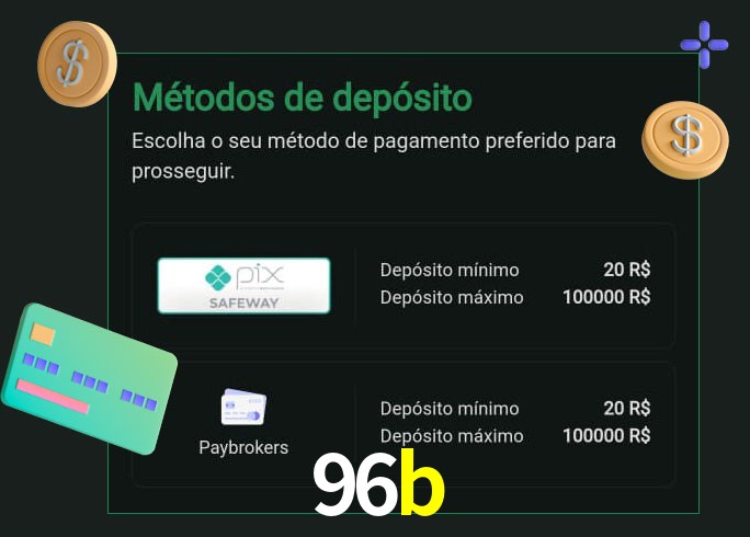 O cassino 96b oferece uma grande variedade de métodos de pagamento